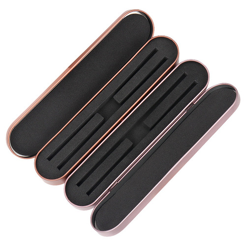 Wholesale eyelash tweezers storage tool, dual-slot multi-color tweezer storage box, hinged tin tweezers storage case