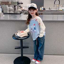 女童春季长袖T恤2026新款儿童春秋款打底衫圆领上衣女孩春装衣服