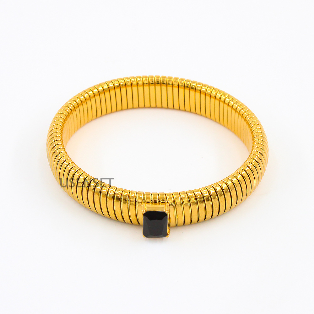 Fashion Geometric Stainless Steel Plating Zircon Bangle 1 Piece