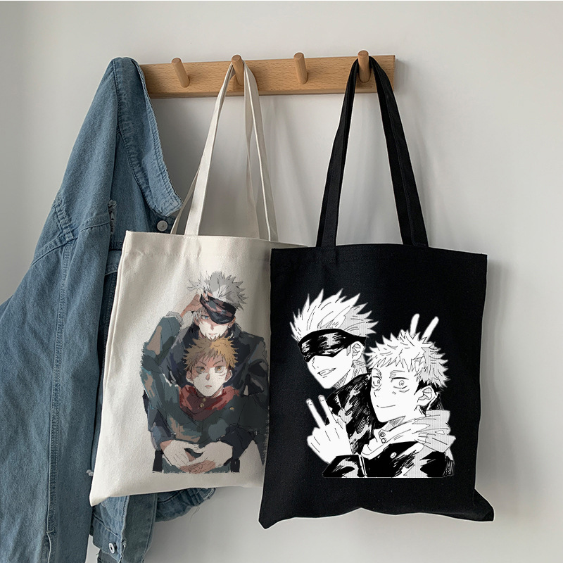 跨境Jujutsu Kaisen Conjure back印花帆布包Y2k单肩包手提购物袋