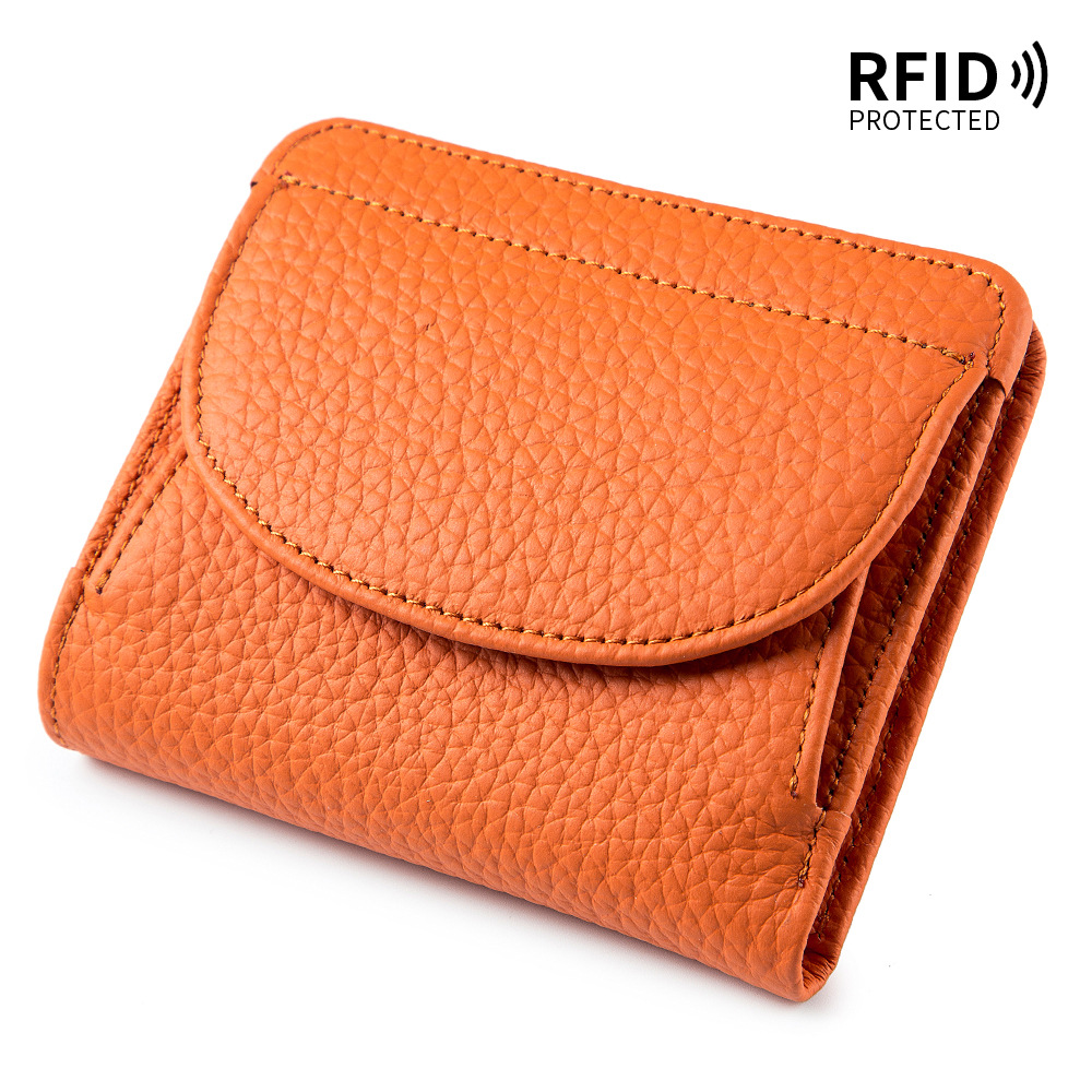 Mini cartera de las Mujeres Nuevo Amazon RFID plegable simple ultra-Delgado de cuero japonés pequeña cartera de las mujeres elegante bolsa de moda
