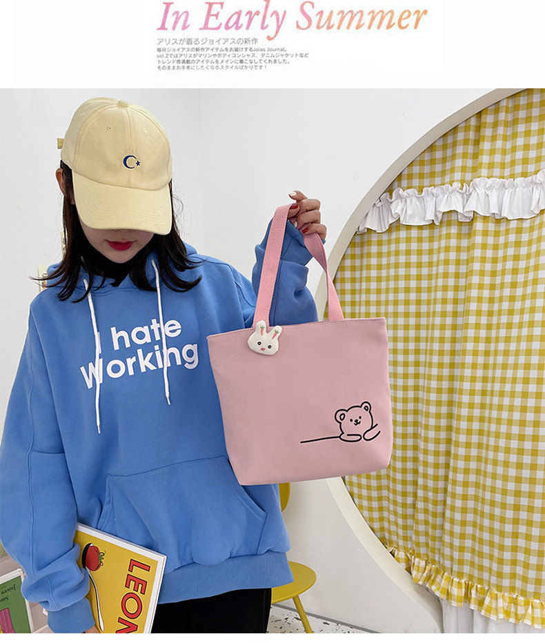 2022 New Japanese-style ins fresh and clean shopping storage bags, lunch boxes, bento bags, girls' handbags, canvas bags undefined