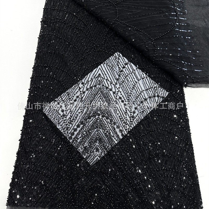 Tejido de bordado de industria pesada, tejido de bordado de sequinilla, tela de malla, cuentas de bordado, fabricantes de tela de bordado en stock al por mayor image 6