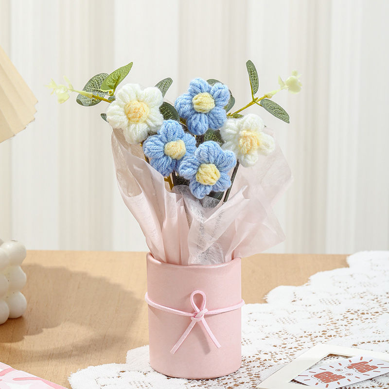 Día del Maestro regalo de flores de peluche, flores de regalo de cumpleaños, flores de tejido a mano, flores de regalo de la escuela