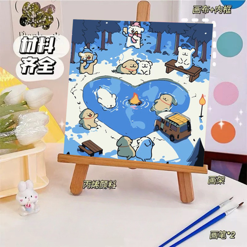 ライン子犬デジタル油絵 diy 手描き落書き漫画かわいい癒しの装飾メーカー卸売|undefined