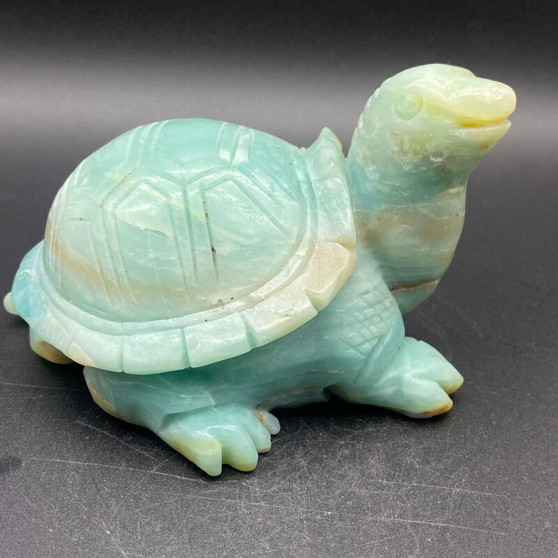 天然亚马逊乌龟雕刻件桌面摆件手工雕刻件装饰水晶摆件直 图 3