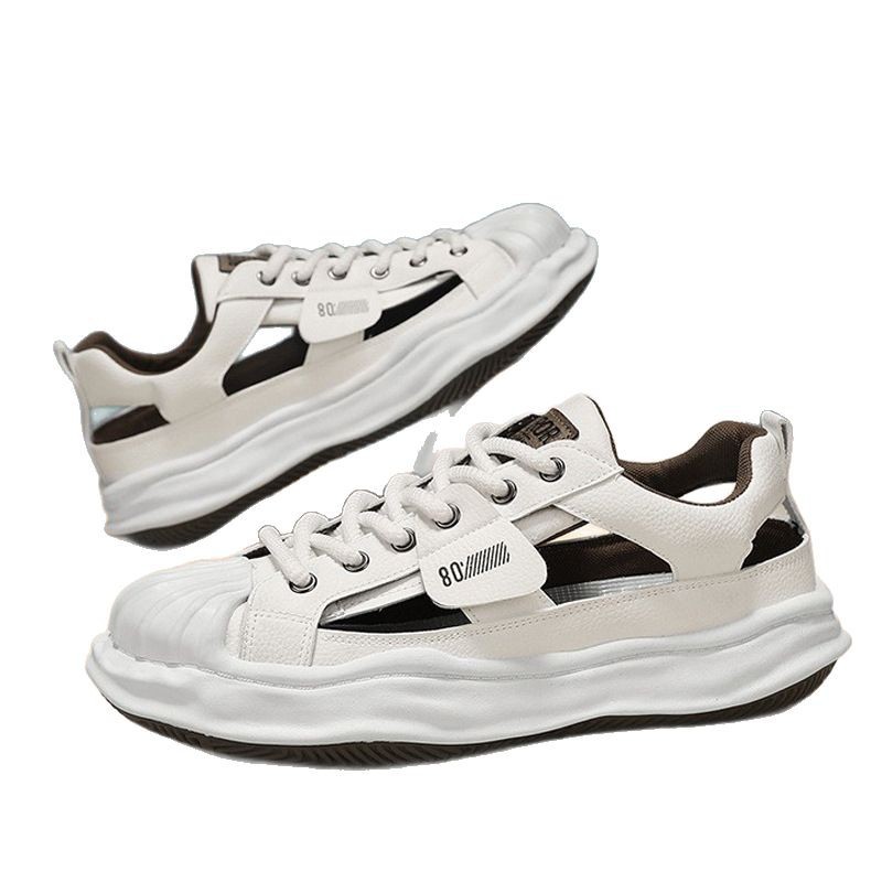 Sandalias de marca de moda, cabeza de concha, zapatos de pan con fugas, zapatos de marco deportivo nuevos para hombre, zapatos de aire de ocio de conducción juvenil
