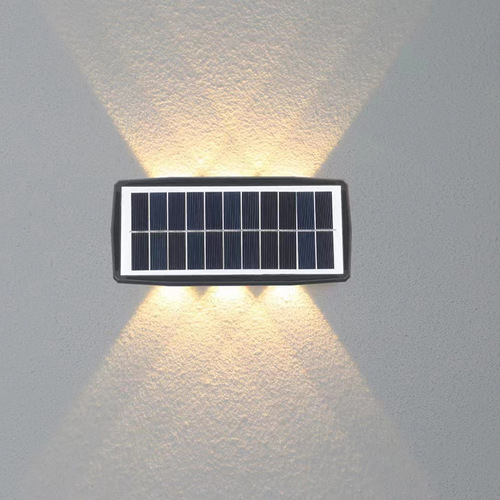 Cross-border supply solar wall lamp villa courtyard doorpost wall lamp outdoor waterproof wall washer lamp upper and lower double head spotlight