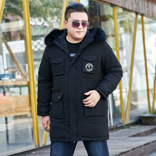 2021新款特大码羽绒服男中长款加肥加大胖子肥佬冬季外套一件代发