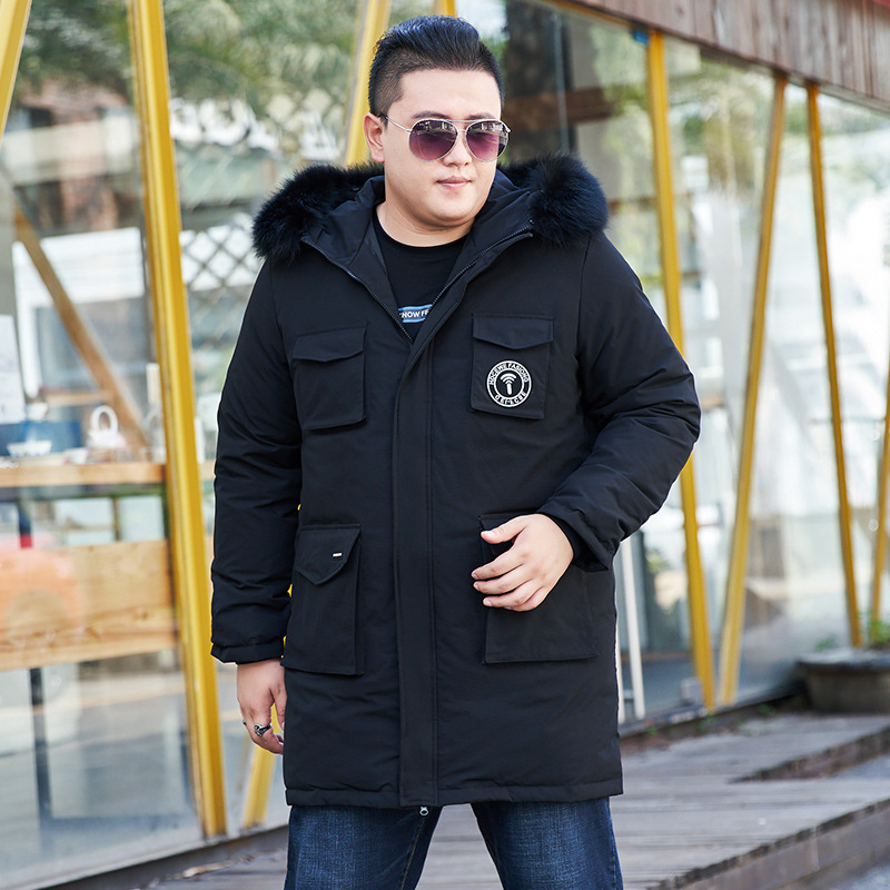 2021 New extra large size down jacket men's long plus fat increase fat fat man fat man winter coat a generation of hair