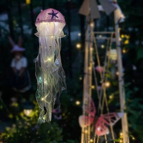 New Style Handheld Glowing Jellyfish Lantern with Colorful Ribbons and Flash Lights, Street Stall Night Market Octopus Jellyfish Lamp Wholesale