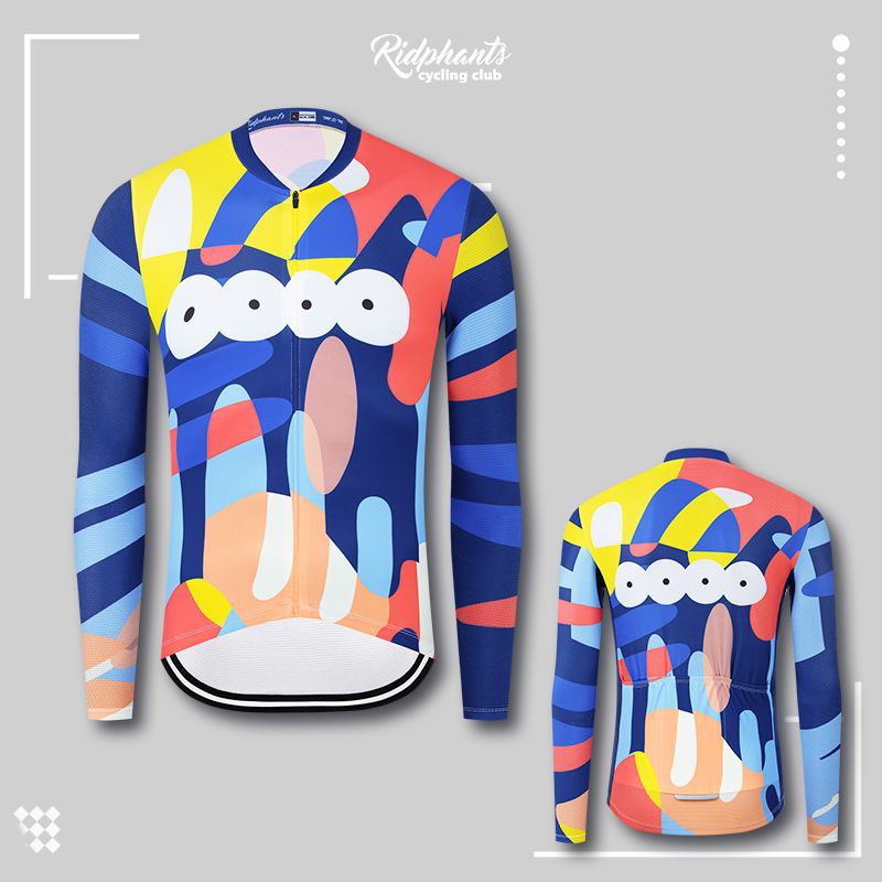 Colorful Eyes Autumn and Winter Riding Suit Thin and Fleece Long Sleeve Men's and Women's Bicycle Suit Bicycle Warm