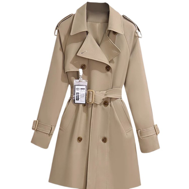 Women's Trench 2025 New Spring And Autumn Small Size High-End Feel Mid-Length Waist-Cinching Elegant Trendy Coat This_voghion.com