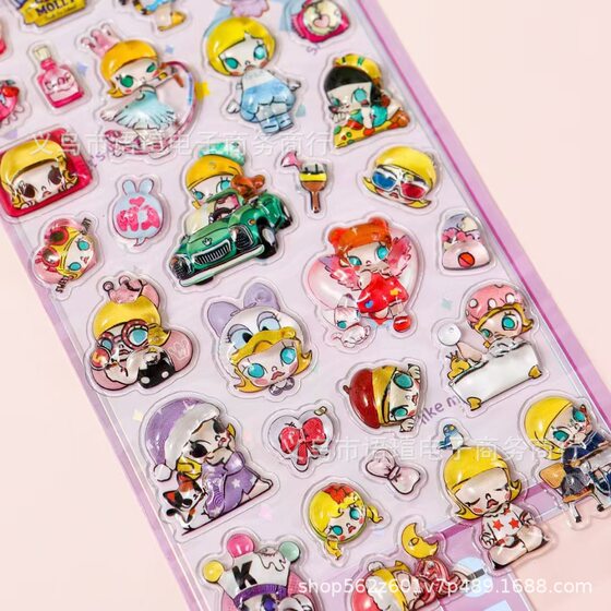 New cartoon 3D three-dimensional relief stickers children DIY hand account decoration material stickers stationery cup decoration stickers