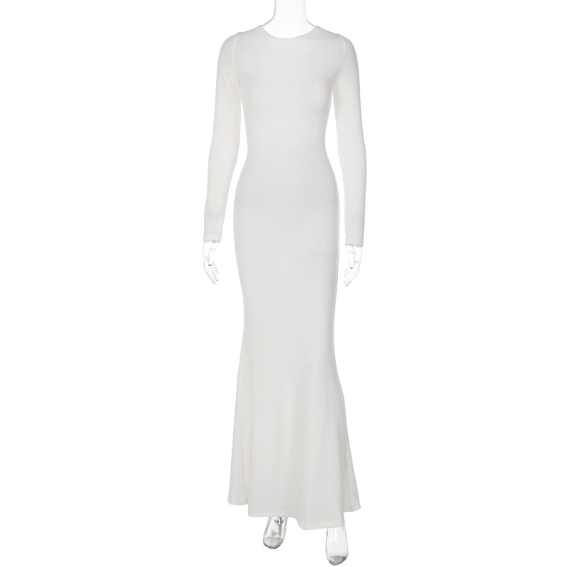 Women Collection for Autumn Lace Sexy Backless Long Sleeves Solid Color Slim Dress 5 Women Collection for Autumn Lace Sexy Backless Long Sleeves Solid Color Slim Dress