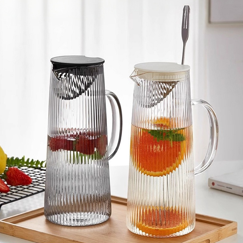Fábrica al por mayor de alta borosilicona vidrio fría tetera de agua fría moderna simple doméstica de gran capacidad bebida fría tetera de agua fría