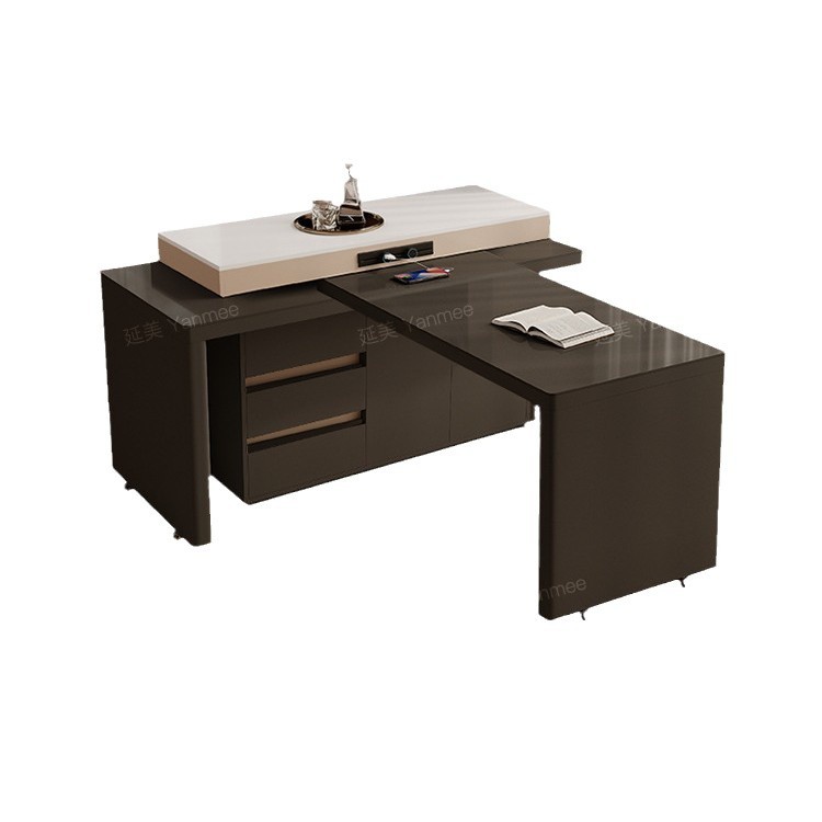 Mesa de comedor de tabla de roca doméstica de alta calidad integrada telescópico multifuncional de tabla de roca pequeña casa tipo madera sólida giratoria