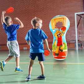 新款充气不倒翁篮球筐儿童户外球类运动投掷靶宝宝学扣篮带网人墙