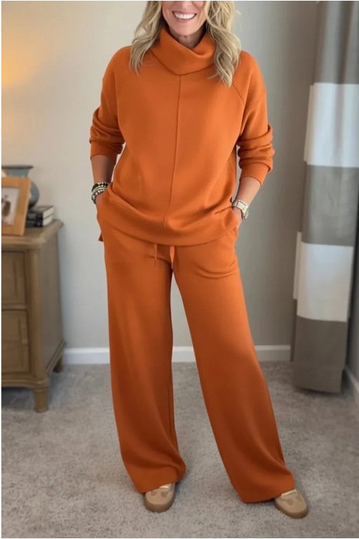 Women's High Neck Sweatshirt Solid Colour Casual Elegant Autumn Top_voghion.com