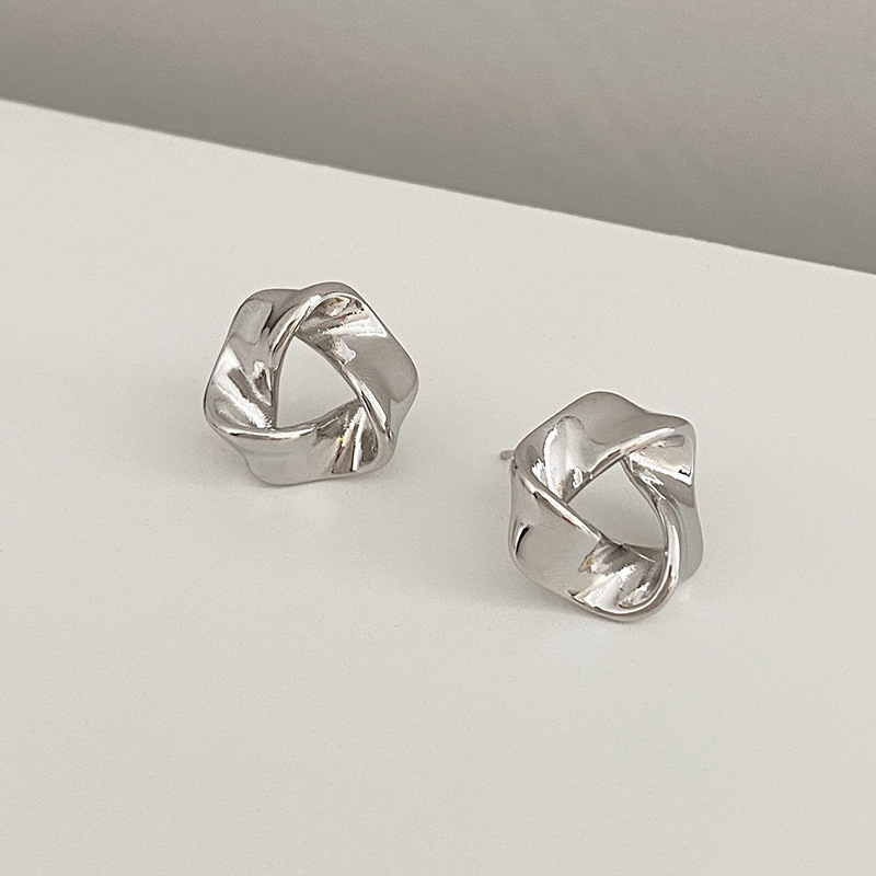 M ö bius kvinders nye trendy og enkel metaltekstur koreansk version internetberømte temperament øreringe_voghion.com