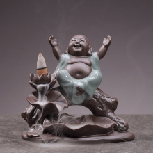 跨境精美哥窑倒流香炉紫砂陶瓷香薰炉家居创意茶道礼品塔摆件禅意