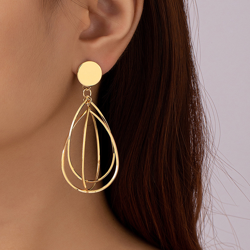 Daily Occasion Wholesale Jewelry Vintage Style Water Droplets Metal Plating Drop Earrings