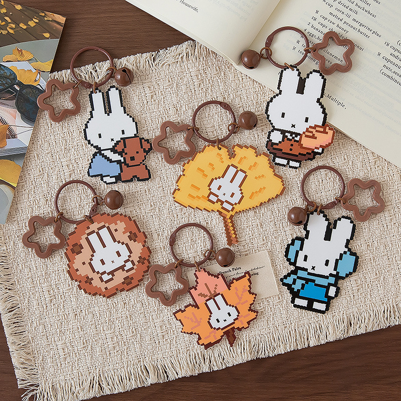 Maple Leaf Miffy Rabbit Pixel Bead Style Keychain Cute Backpack Pendant Acrylic Ornament Gift Couple Accessory Maple Leaf Miffy Rabbit Pixel Bead Style Keychain Cute Backpack Pendant Acrylic Ornament Gift Couple Accessory