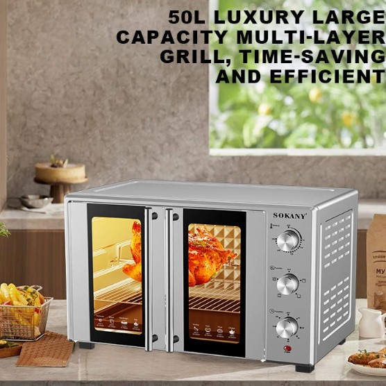 Dropshipping Electric Oven, Double-Door Oven, 50L Large Capacity Electric Oven, Multifunctional Baking Household Oven