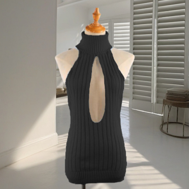 Backless sexy suéter femenino Virgin Killer espalda abierta trabajo boca sin mangas con cordones de hombro sexy pasión suéter fino femenino