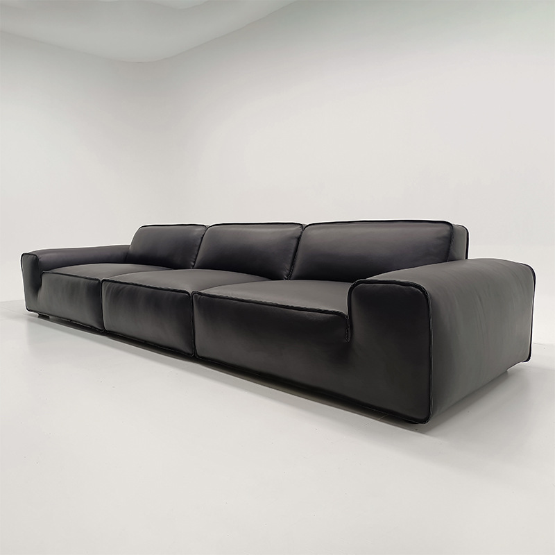 Summer Time Zengquan Full Cowhide Sofa, Big Black Ox Full Grain Cowhide, All Green Leather, Italian Feather Sofa, Living Room Modular Sofa