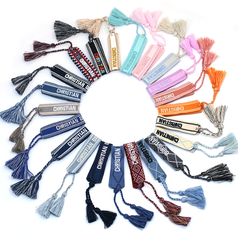 D star wristband European and American cross-border popular letter bracelet embroidery woven bracelet tassel jewelry D star wristband European and American cross-border popular letter bracelet embroidery woven bracelet tassel jewelry