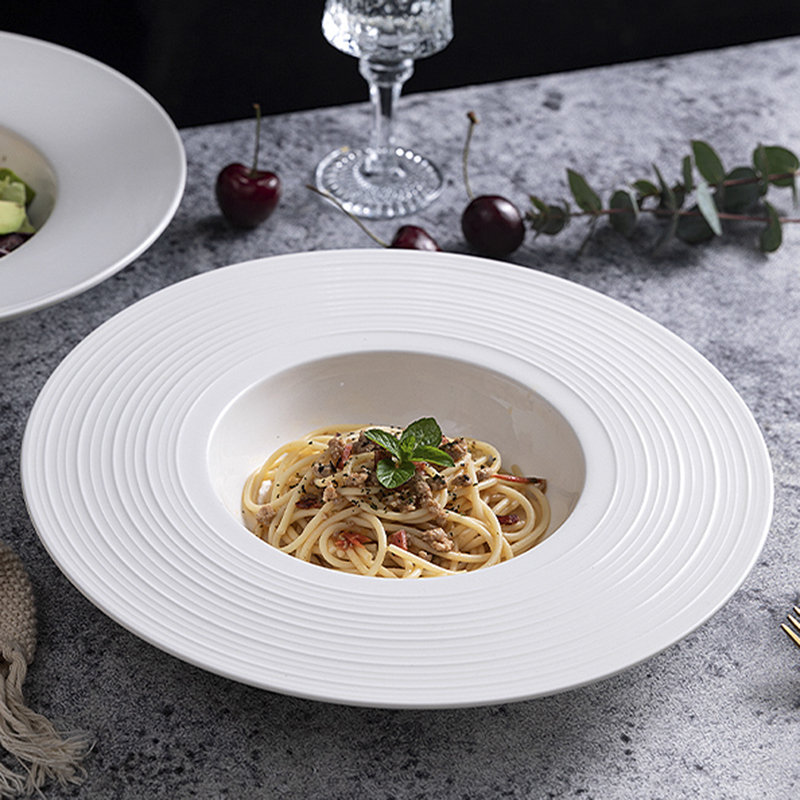 Pure White Ceramic Pasta Plate Ufo Plate Straw Hat Plate Pasta Plate Western Soup Plate Salad Bowl Western Tableware