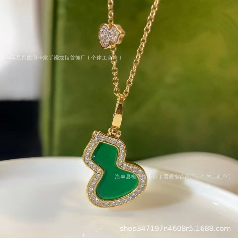 麒麟高版镀18K金麒麟葫芦项链耳钉红玛瑙镶钻耳饰吊坠锁骨链ins风
