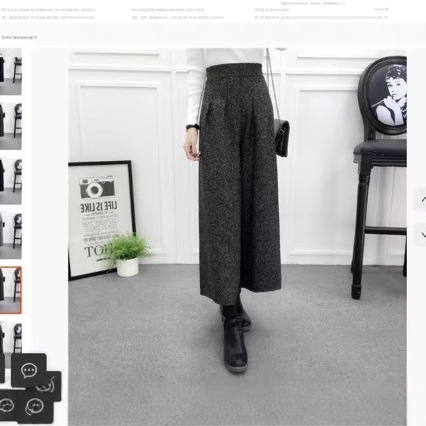 2025年秋冬季高腰毛呢阔腿裤女裤长裤子七分九分呢子直筒休闲裤