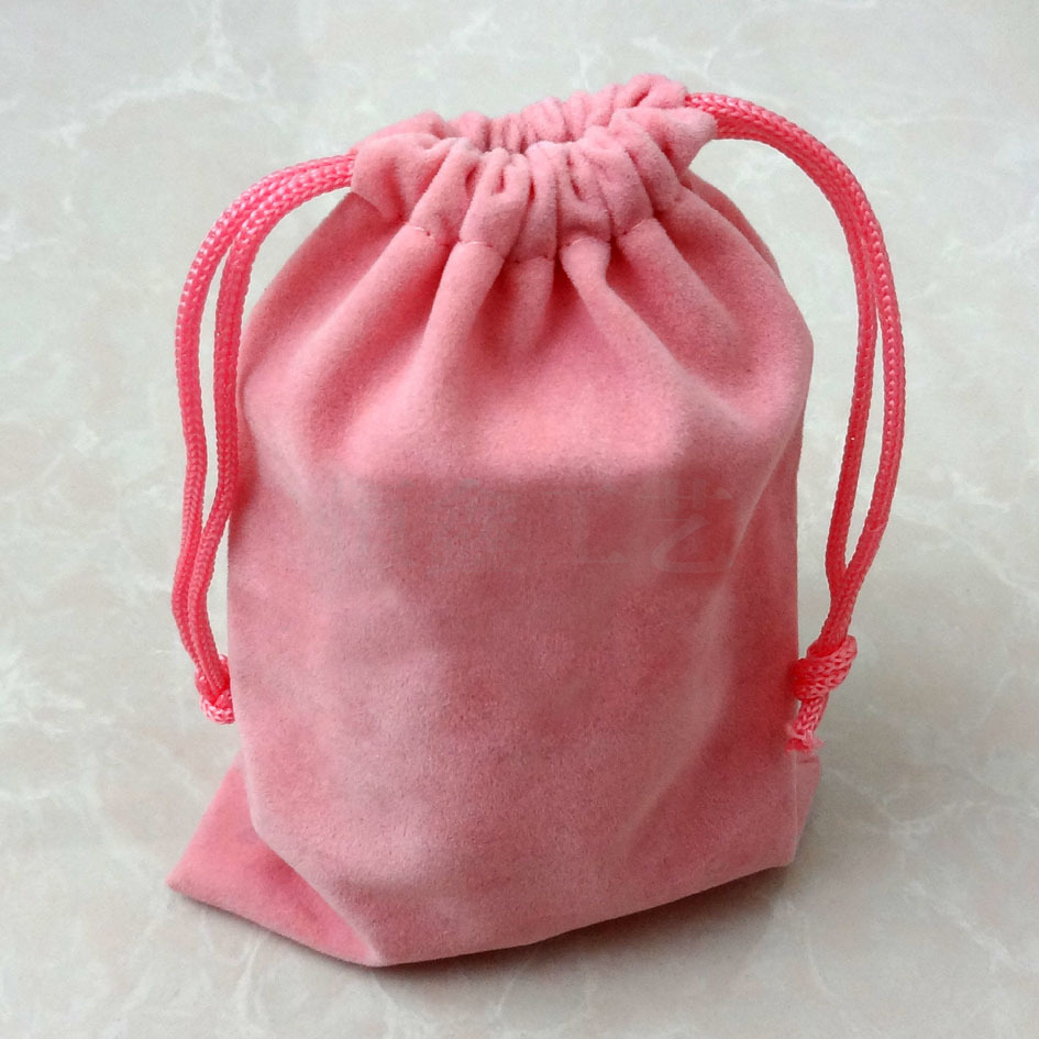 制定化妆品双肩拉绳粉红色鹿皮绒布袋 束口袋收纳袋 现货可印logo