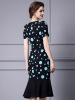 Mesh patchwork polka dot wrap buttocks fishtail skirt for summer