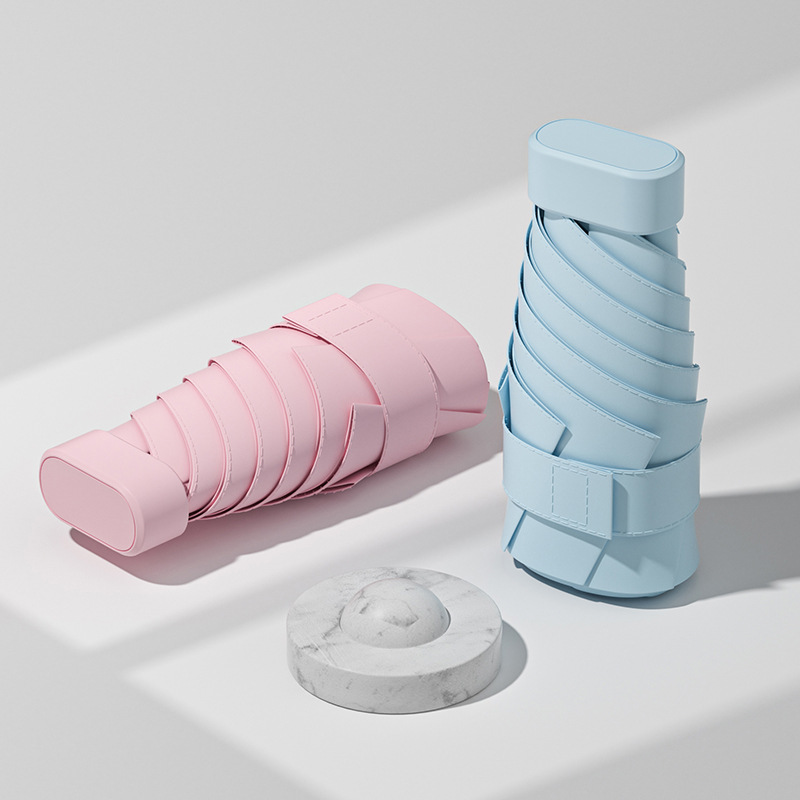 Nuevo mini paraguas plegable portátil negro protector solar paraguas manual ultraligero plano seis pliegues tarjeta paraguas