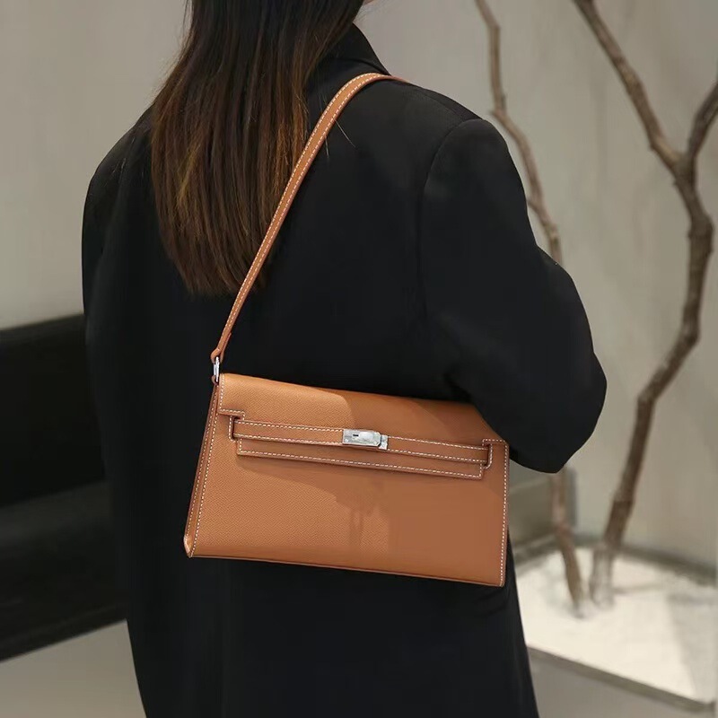 New Style Palm Print Kelly Wallet, Fashionable Shoulder Crossbody Clutch, Mini Lock Buckle Casual Genuine Leather Small Square Bag