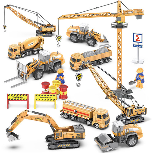 Steel Power Big Size Alloy Engineering Car Model Children's Toy Set Excavator Crane Wholesale