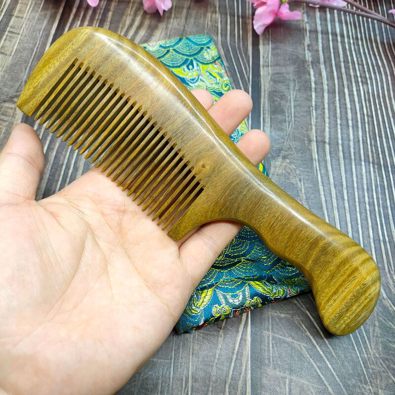 Jingxian Jingyi 19cm グリーンサンダルウッド全木製櫛メーカー卸売マッサージストレートヘアカーリングコーム無料ロゴクリエイティブコーム|undefined