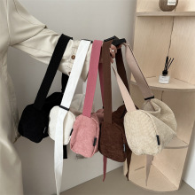 灯芯绒纯色大容量2024新款简约潮流挂件休闲单肩斜挎女士托特包