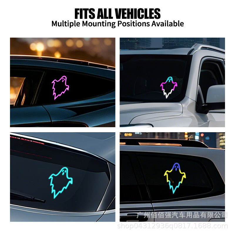 Cross-border solar-powered devil light car-mounted ghost LED ambient light dynamic car window decoration expression warning light