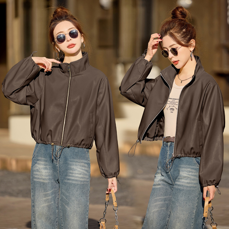 2025 Spring New Haining Genuine Leather Women's Short Imported Top Sheepskin Loose Collar Jacket Coat