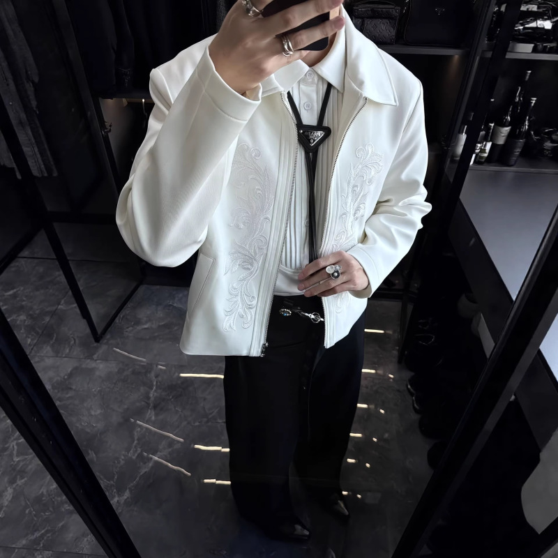 Korean Cleanfit Simple and Versatile Old Money Style High-Density Embroidery Western Jacket Korean Cleanfit Simple and Versatile Old Money Style High-Density Embroidery Western Jacket