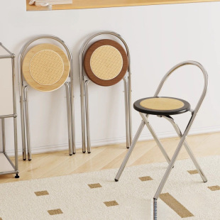 Medieval Style Stool Foldable Chair Home Dining Chair Balcony Leisure Chair Negotiation Chair Backrest Small Round Stool
