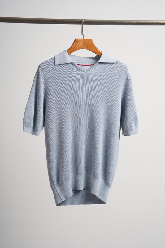 Bc Men's Old Money Style Cotton British Ribbed Knit Simple Lapel Short-Sleeve Textured Polo Shirt Bc Men's Old Money Style Cotton British Ribbed Knit Simple Lapel Short-Sleeve Textured Polo Shirt