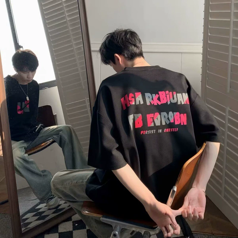 Новая летняя тонкая футболка с коротким рукавом мужская с круглым вырезом