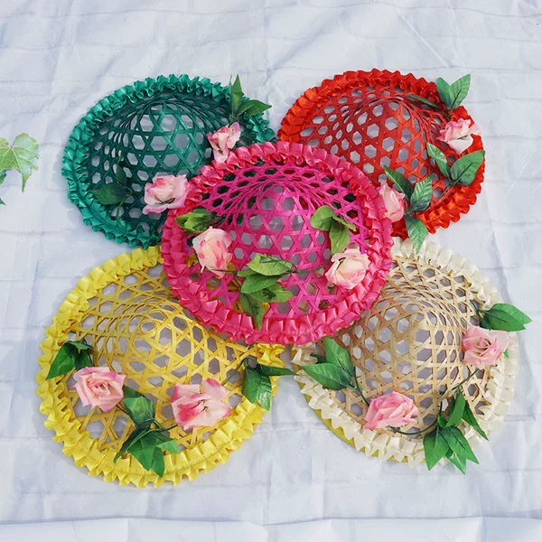 Bamboo hat hat dance props color hat children dance Small rush Sea Dance hat square dance props