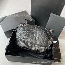 原厂皮杨树林niki链条包真皮爆裂纹hono邮差包油蜡牛皮女包流浪包