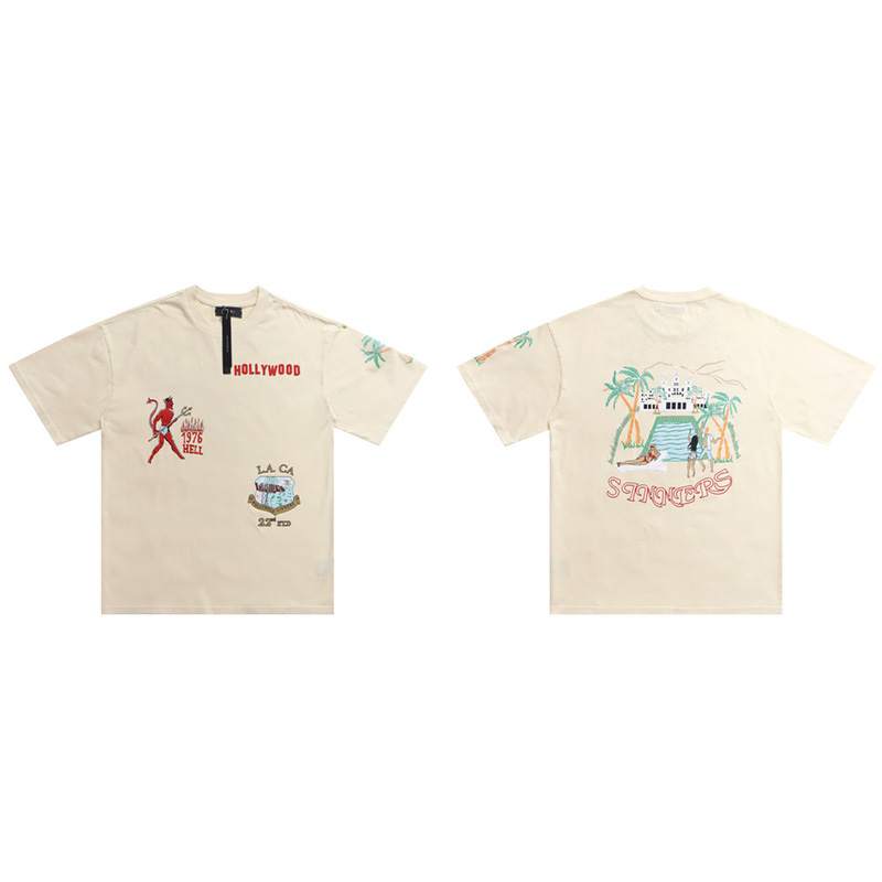 貿易クロスAm新文字クラシックプリント半袖男女同型カップルTシャツiri夏高iri製品タイプ|undefined